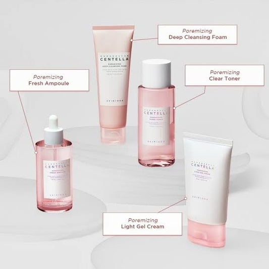 Centella Pink Salt Fresh Glow Skincare Set
(Includes Ampoule, Toner, Cleanser & Moisturizer Cream)